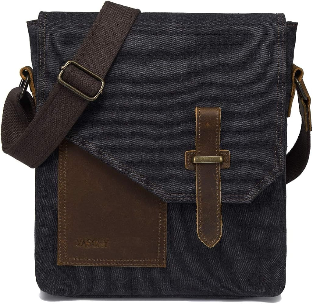 Small Messenger Bag,VASCHY Vintage Canvas Leather Lightweight Crossbody Bag | Amazon (US)