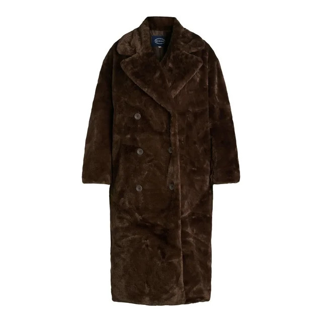 Scoop Women's Plus Faux Fur Oversized Maxi Coat, Sizes 1X-4X - Walmart.com | Walmart (US)