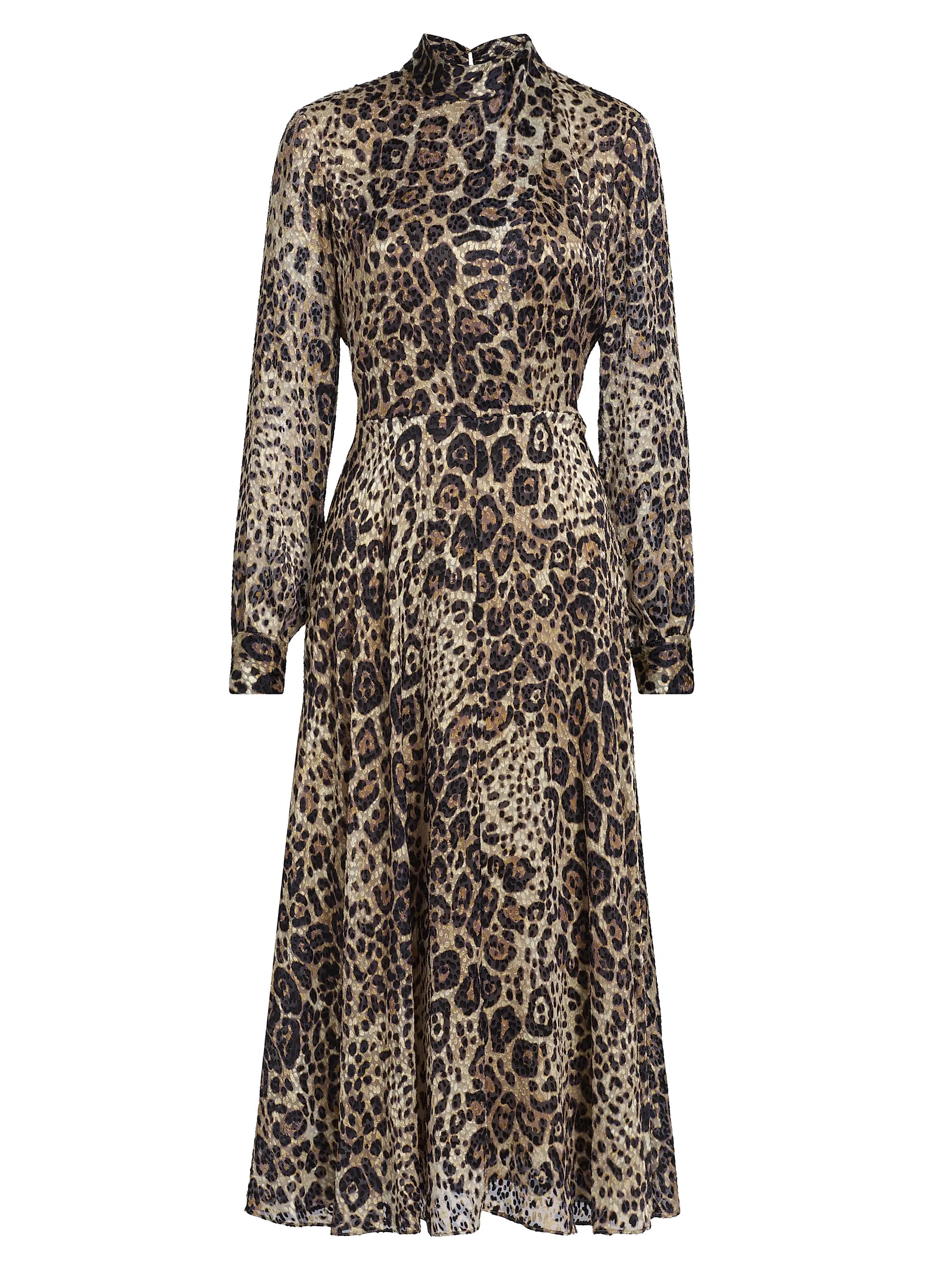Nomi Leopard-Printed Silk-Blend Midi-Dress | Saks Fifth Avenue