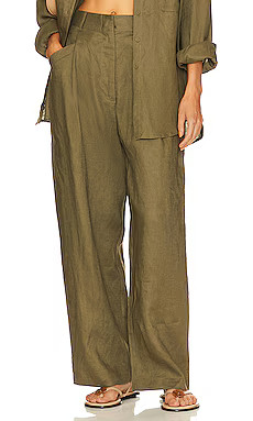 AEXAE Linen Trousers in Army Green from Revolve.com | Revolve Clothing (Global)