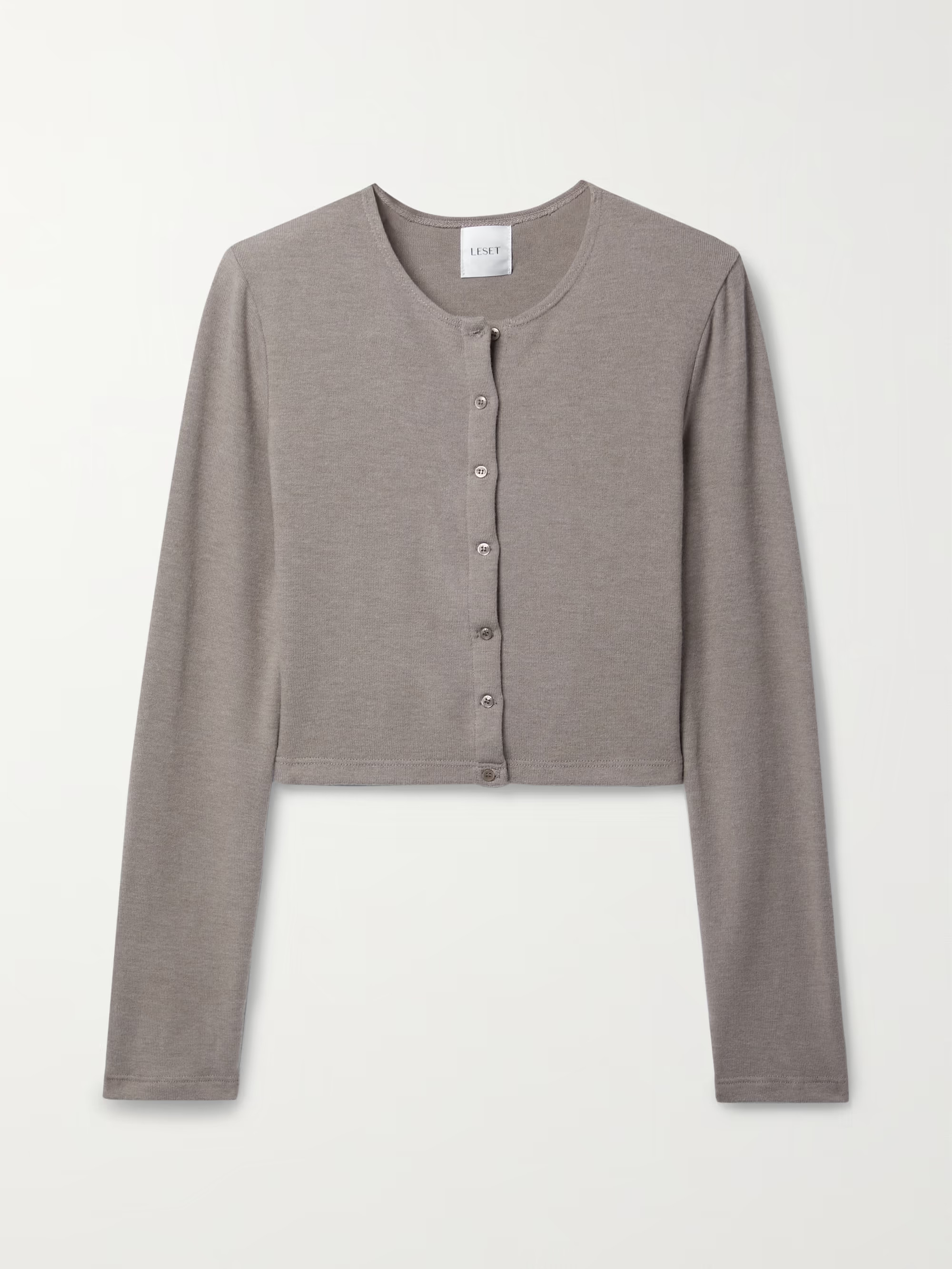 LESET Lauren cropped brushed stretch-knit cardigan | NET-A-PORTER | NET-A-PORTER (US)