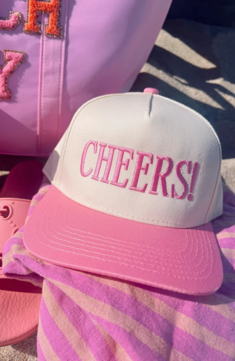 PRE-ORDER: “Cheers" Pink Trucker Hat | Apricot Lane Boutique