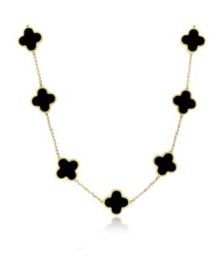 The Lovery Large Onyx Clover Necklace 14K Yellow Gold - Black | Macy's