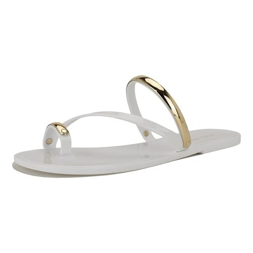 Nine West Women's Seashell Sandal, White/Gold 140, 11 | Amazon (US)