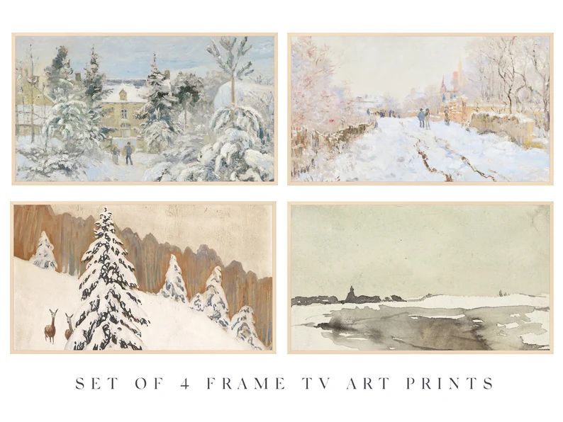 Samsung Frame TV art Vintage | "Winter Theme Pack"  | 4 Prints | Snow | Minimal | Holiday | Chris... | Etsy (US)