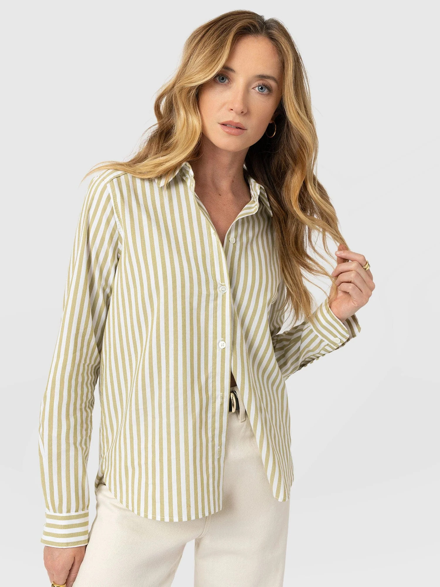 Anneliese Shirt - Green Stripe | Saint + Sofia