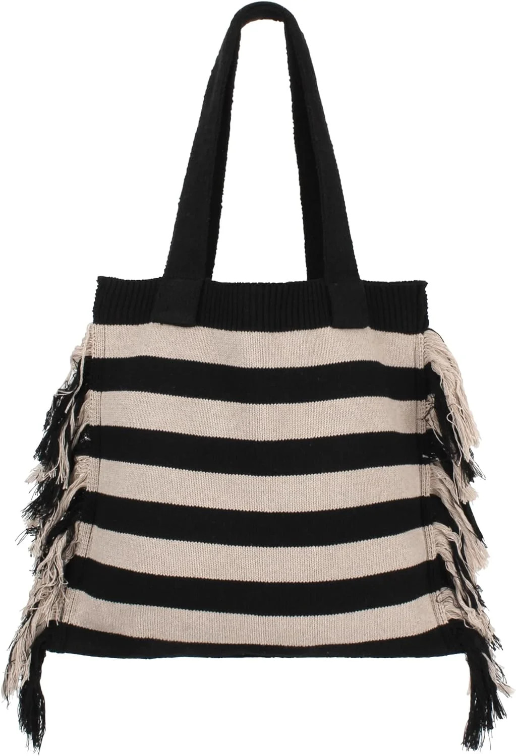 Women Large Tassels Polyester Knit Shoulder Bag Beach Top-handle Bag Tote | Walmart (US)