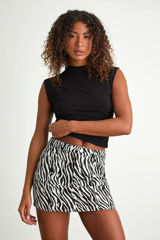 Joan Black and White Zebra Mini Skirt | Lulus