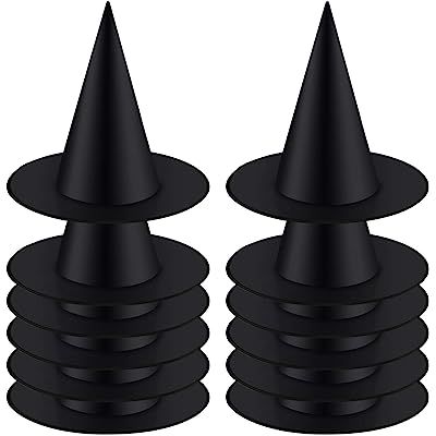 QBSM 10 PCS Women Black Witch Hat Kids Wizard Hats Halloween Costume Party Decoration Accessories | Amazon (US)