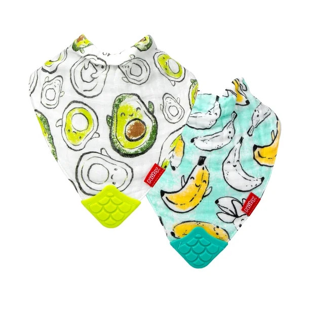 Nuby Muslin Cotton Bandana Drool Baby Bib with Avocados & Bananas, 2pk Unisex | Walmart (US)