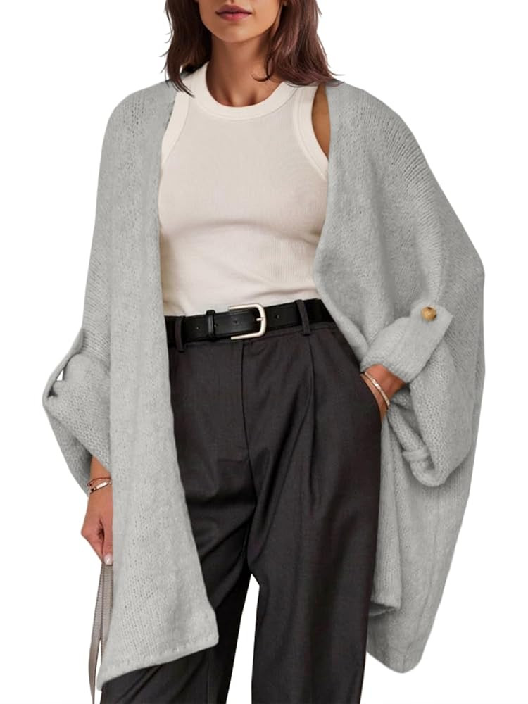 Saodimallsu Womens Oversized Long Cardigan Sweaters Casual Open Front Chunky Knit Slouchy Fall Tr... | Amazon (US)