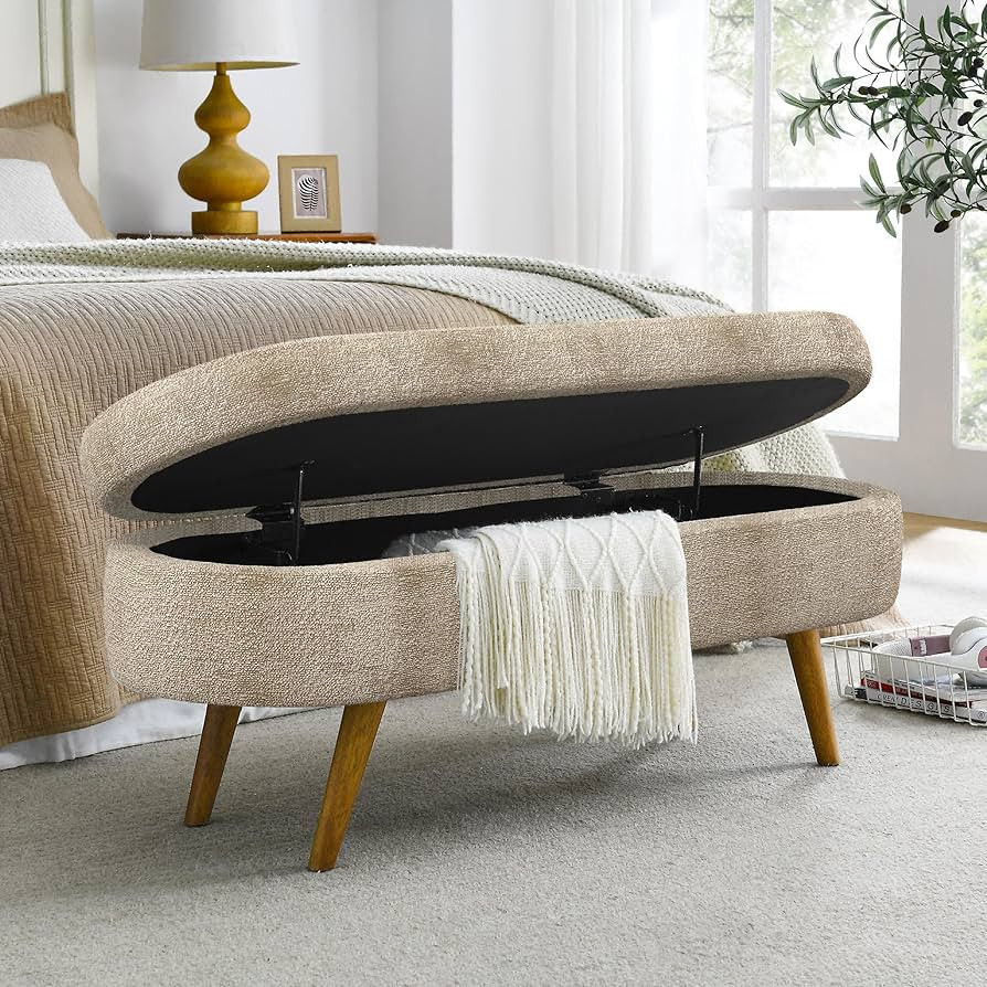 43.5" Ottoman with Storage, Storage Ottoman Bench with Safety Hinge, Foam End of Bed Bench, Uphol... | Amazon (US)