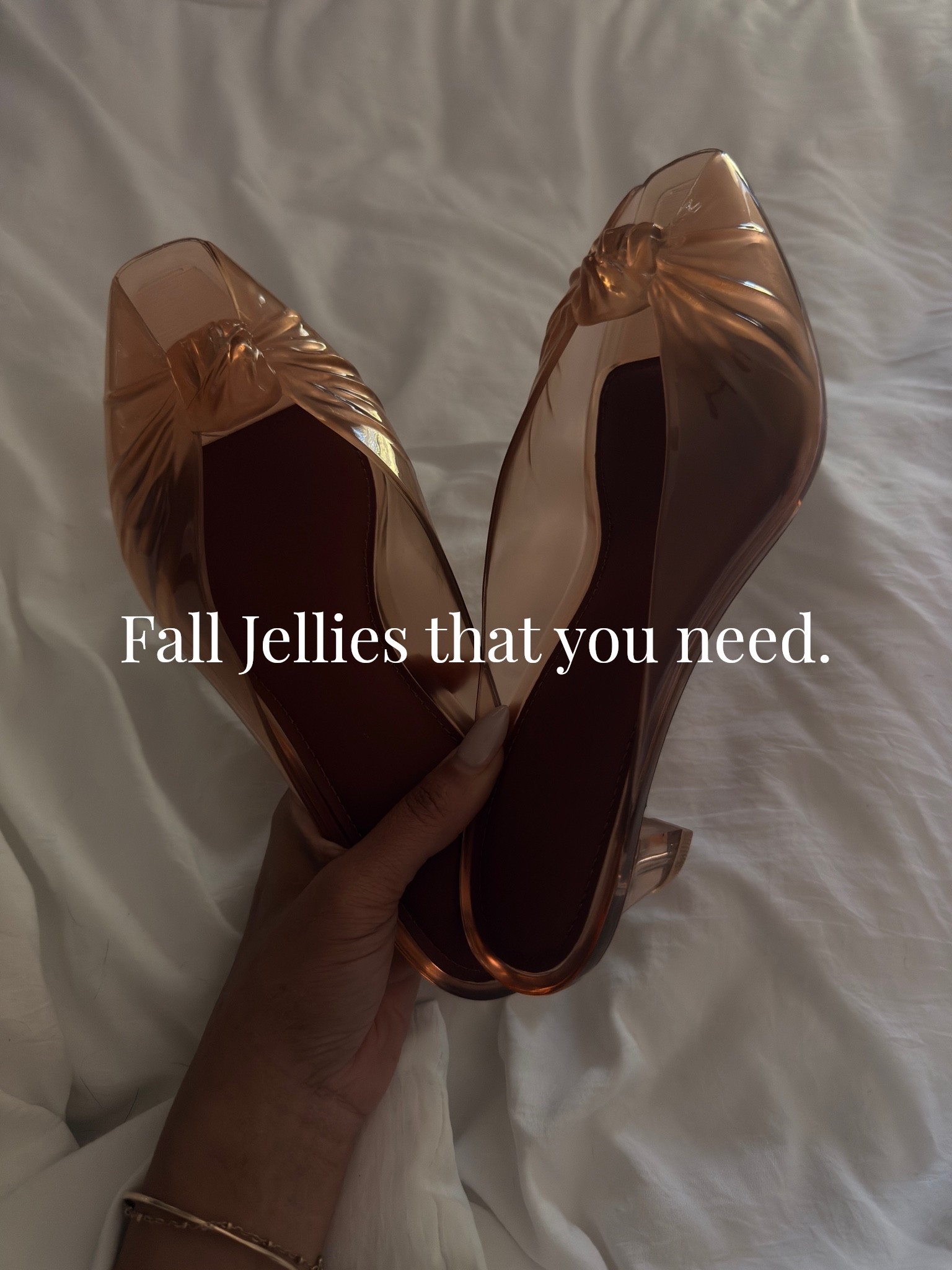 Taking one of my favorite summer trends into fall. These designer look for less jelly mules are perfection. The best quality and comfy. True to size and come in other colors.