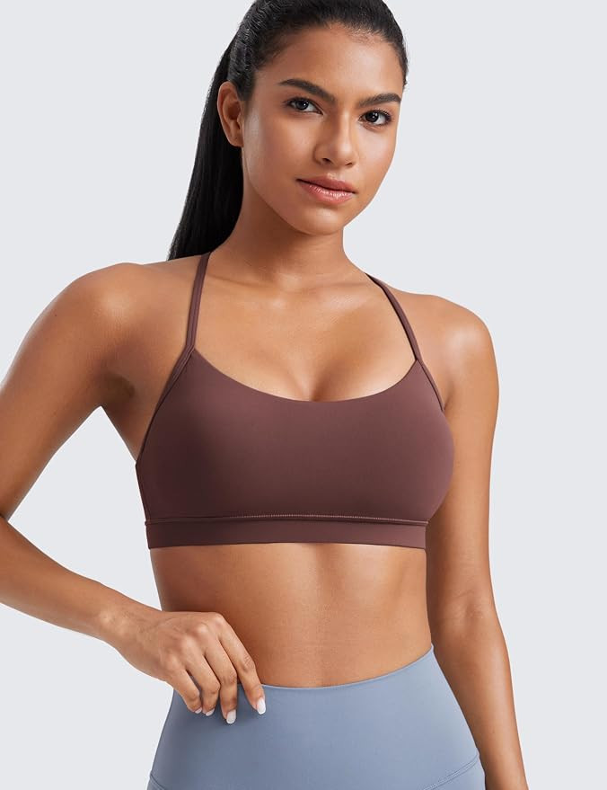 CRZ YOGA Butterluxe Womens Y Back Sports Bra - Padded Racerback Low Impact Spaghetti Thin Strap W... | Amazon (US)