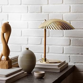 High-end Ambience Study Office Desk Light Luxury Art Shell Shape Brass Desk Lamp Showroom Model R... | Amazon (US)