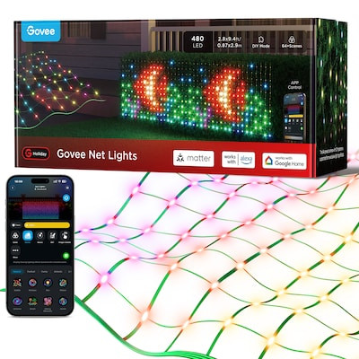 Govee 9.4 x 2ft Net Lights 305 2-ft x 9-ft Multi-function Multicolor Christmas Net Lights with Ti... | Lowe's