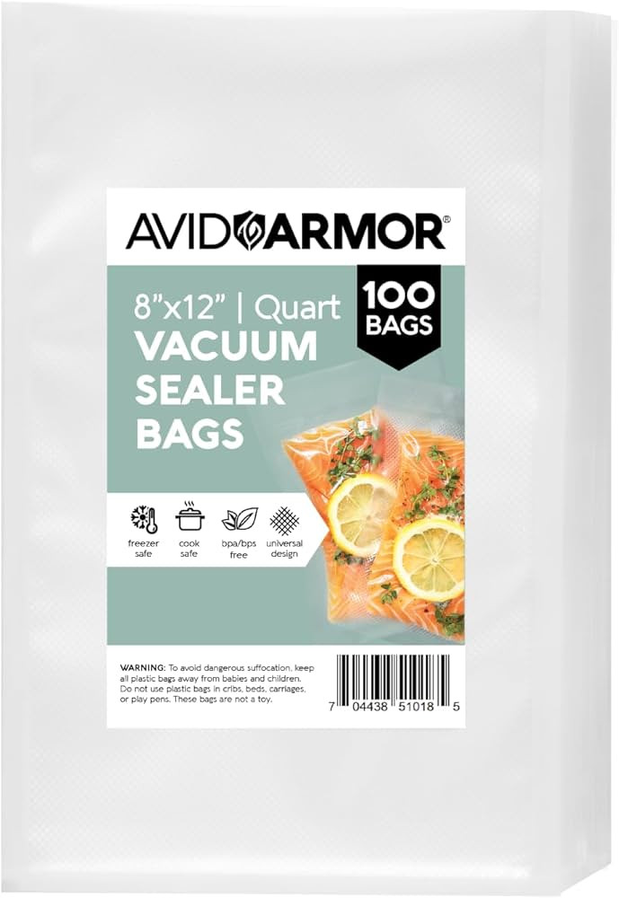 Avid Armor Vacuum Sealer Bags Quart 8x12 Inch 100 Pack for Food Saver, Seal a Meal Vacuum Seal Ma... | Amazon (US)