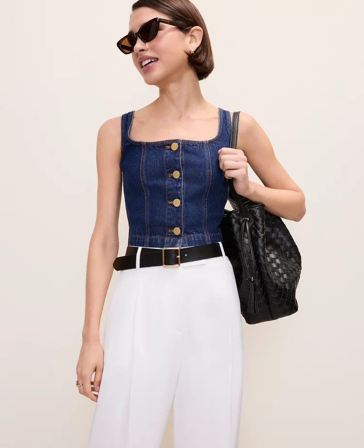 Denim Button Tank Top | Ann Taylor
