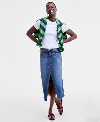 On 34th Women's Denim Midi Skirt, Macy's Exclusive - Macy's | Macy's