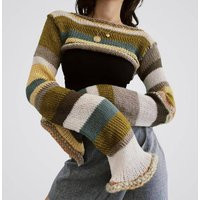 Y2K Hollow Out Crop Sweater | Stripe Crochet Knitted Shrug Fishnet Jumper Top Early 2000S Aesthetic  | Etsy (UK)