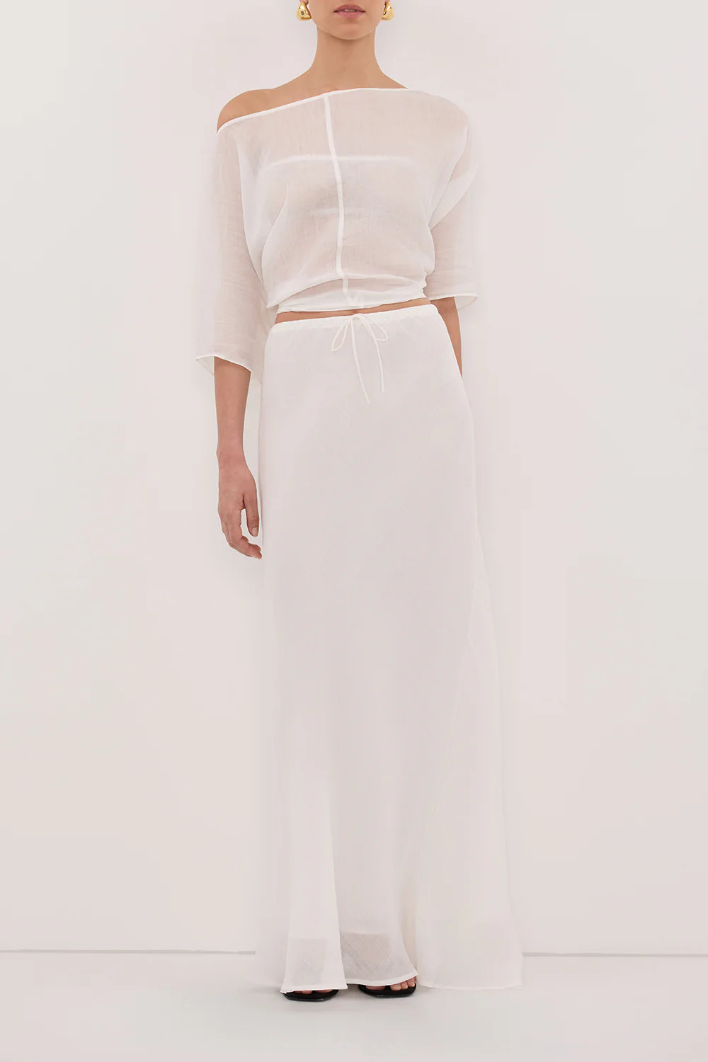 MAISON WHITE RAMIE BIAS MIDI SKIRT | DISSH