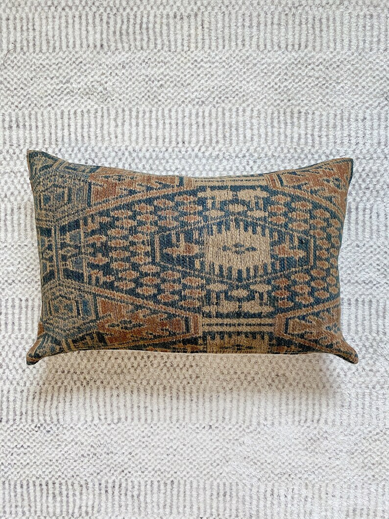 12x18 Rare Ikat Lumbar Pillow Case Handwoven Designer Textile Midcentury Modern wedding blanket | Etsy (US)