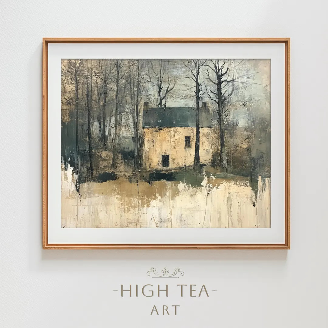 Abstract Farmhouse Woods Oil Painting Digital Download Art Print Printable Country Old House Tree... | Etsy (US)