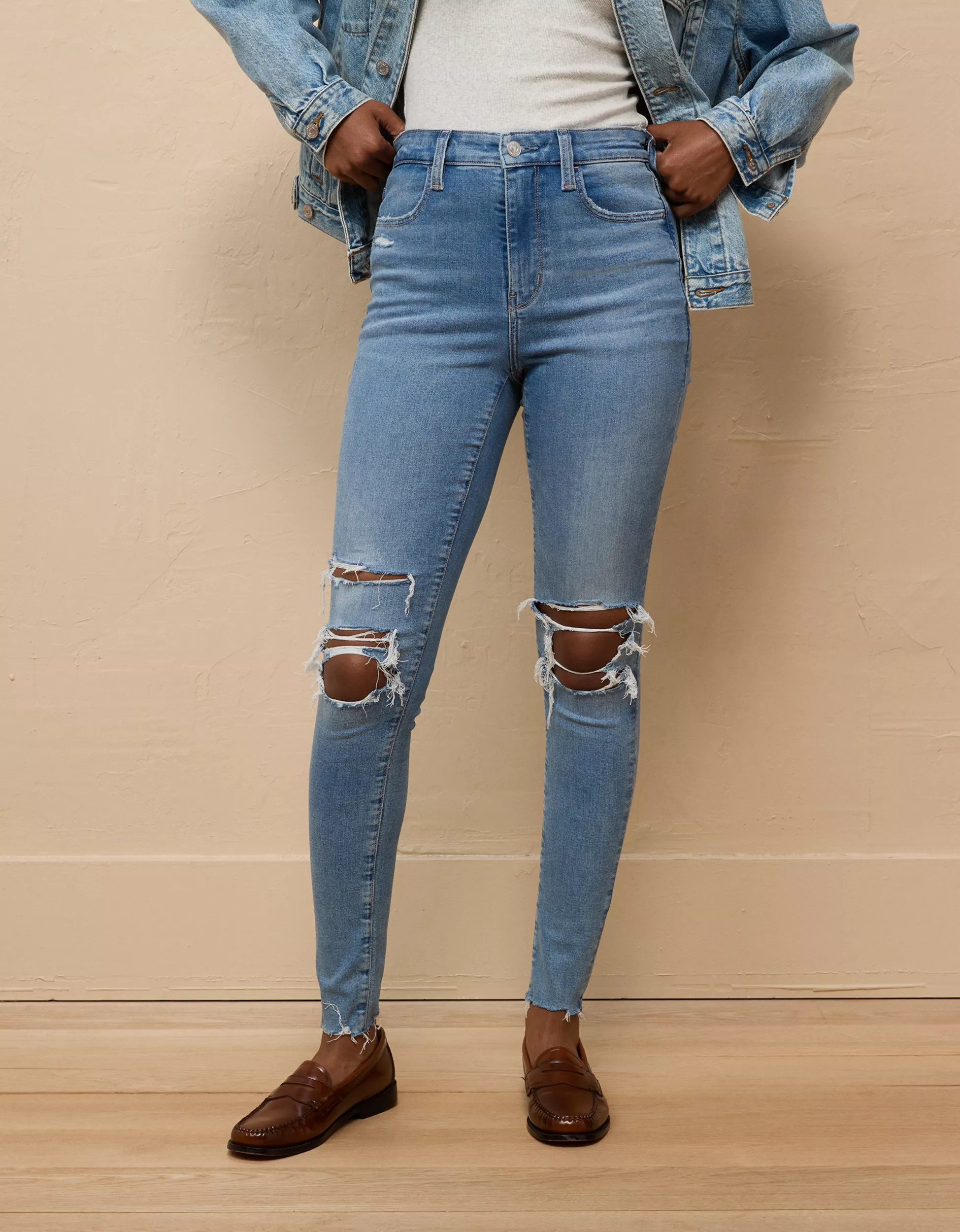 AE Next Level Super High-Waisted Ripped Jegging | American Eagle Outfitters (US & CA)