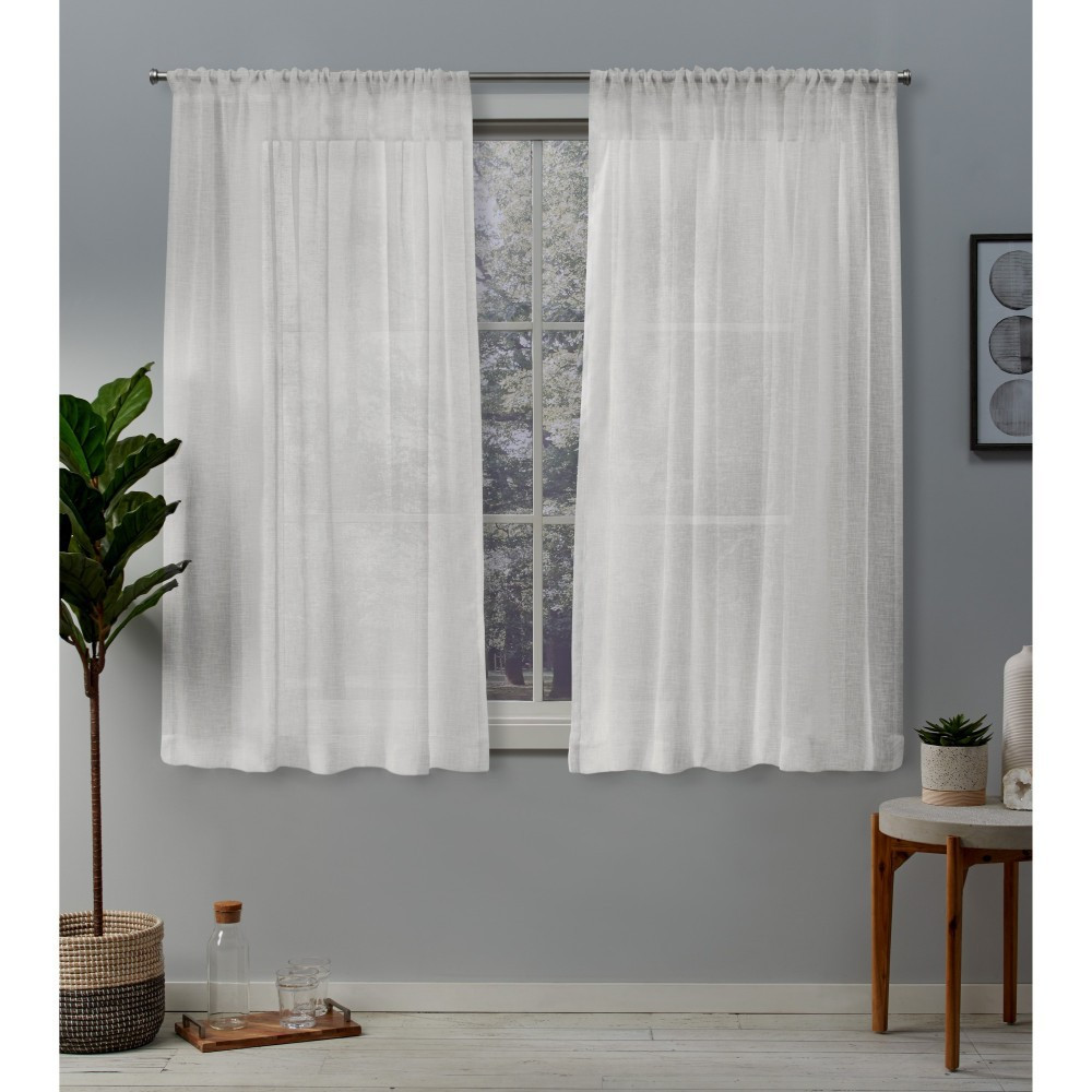 54 X 84"" Belgian Textured Linen Sheer Window Curtain Panels Pair Snowflake White - Exclusive Home | Target