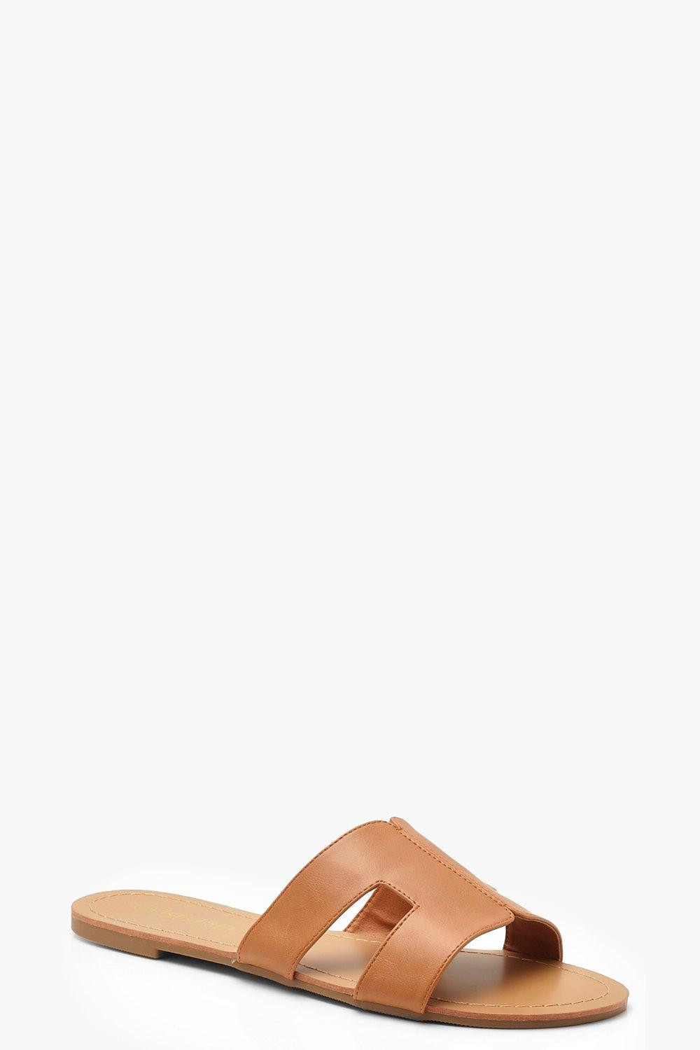 Womens Wide Fit Sliders - Brown - 6 | Boohoo.com (US & CA)