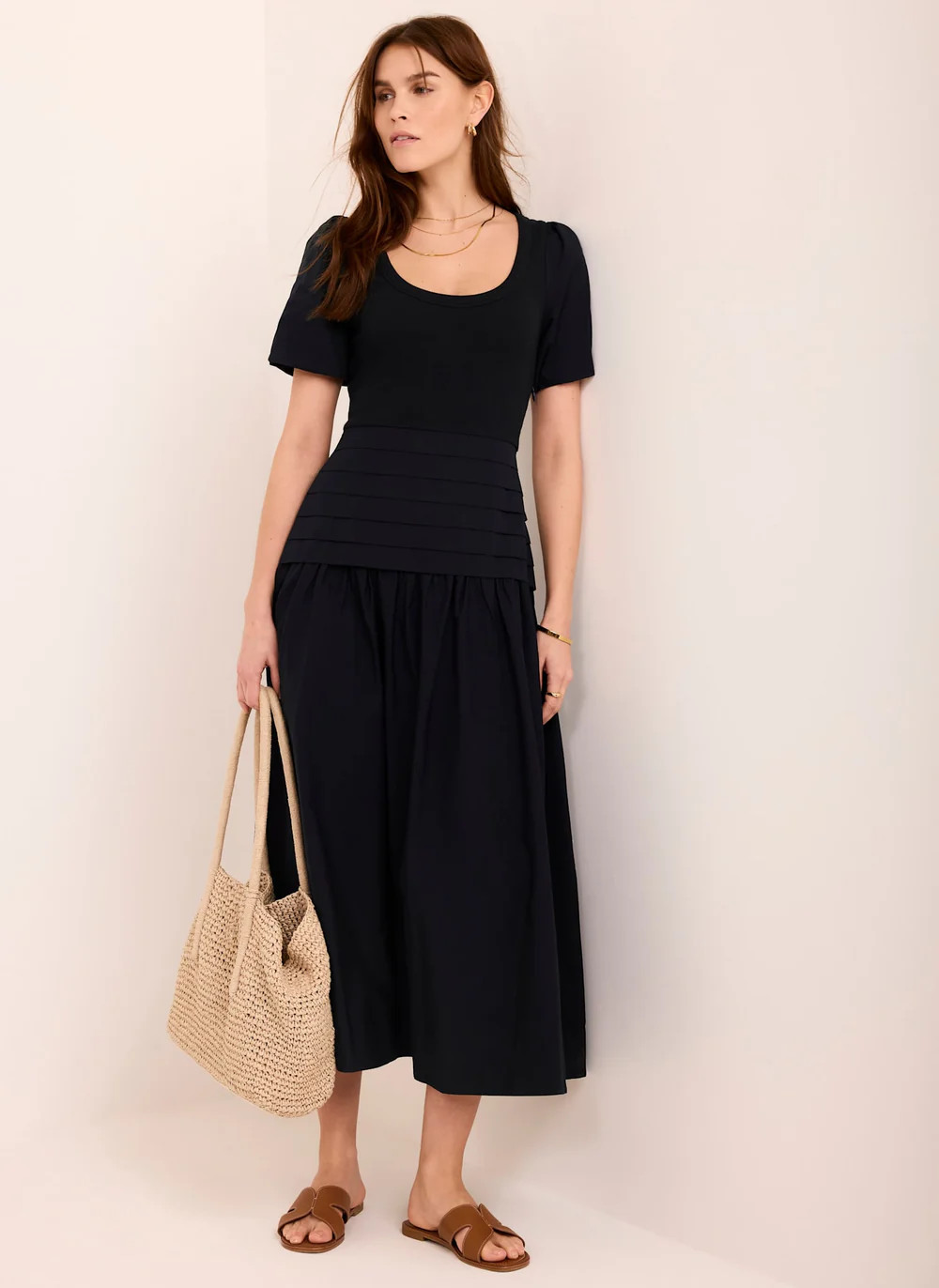 Navy Cotton Blend Maxi Dress | Mint Velvet