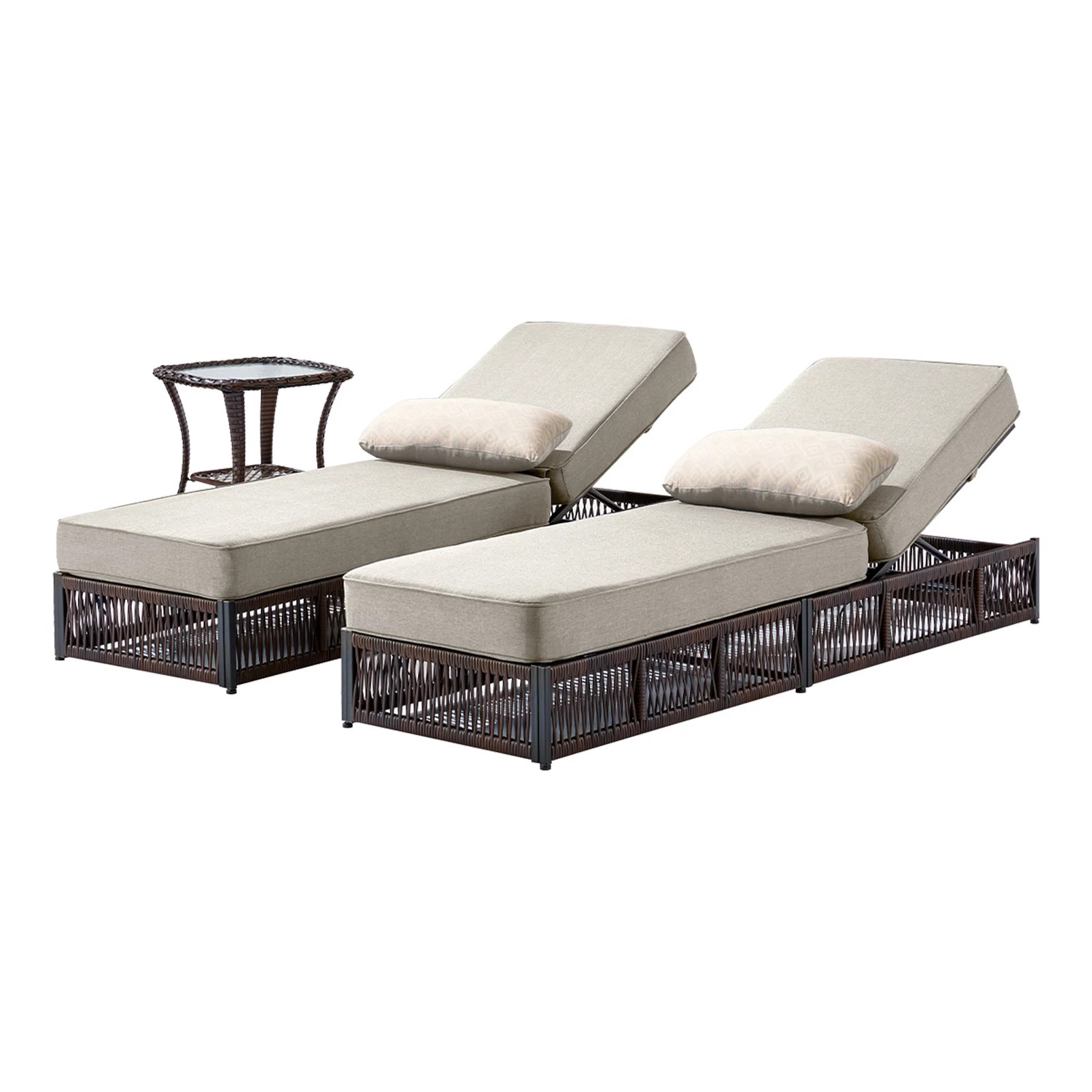 Hayossy 3-Piece Outdoor Chaise Lounge Set With Side Table, All-Weather Wicker Patio Recliners Wit... | Wayfair North America