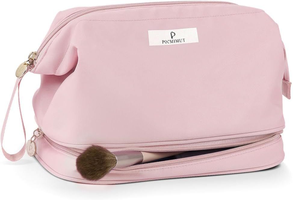 Pocmimut Makeup Bag,Cosmetic Bag For Women Travel Makeup Bag for Girls Large Double Layers Make U... | Amazon (US)