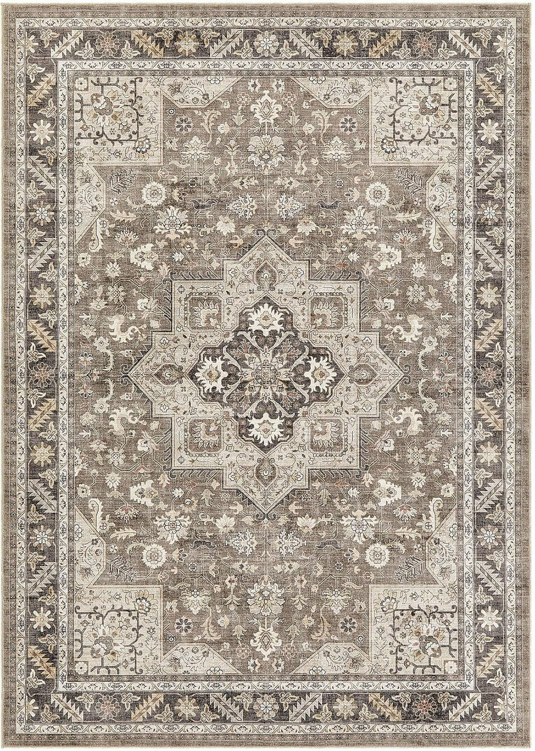 Vintage Living Room Area Rug 6x9 - Large Soft Washable Oriental Traditional Distressed Farmhouse ... | Amazon (US)
