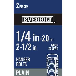 1/4 in.-20 tpi x 2-1/2 in. Coarse/Standard Steel Plain Hanger Bolt (2-Pack) | The Home Depot