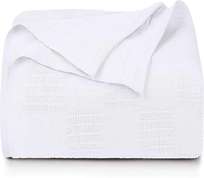 Utopia Bedding Premium Cotton Blanket King White - Soft Breathable Thermal Blanket - Ideal for La... | Amazon (US)