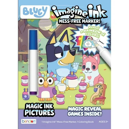 Bluey Imagine Ink Coloring Book with Mess Free Marker, 10 Pages, Paperback | Walmart (US)