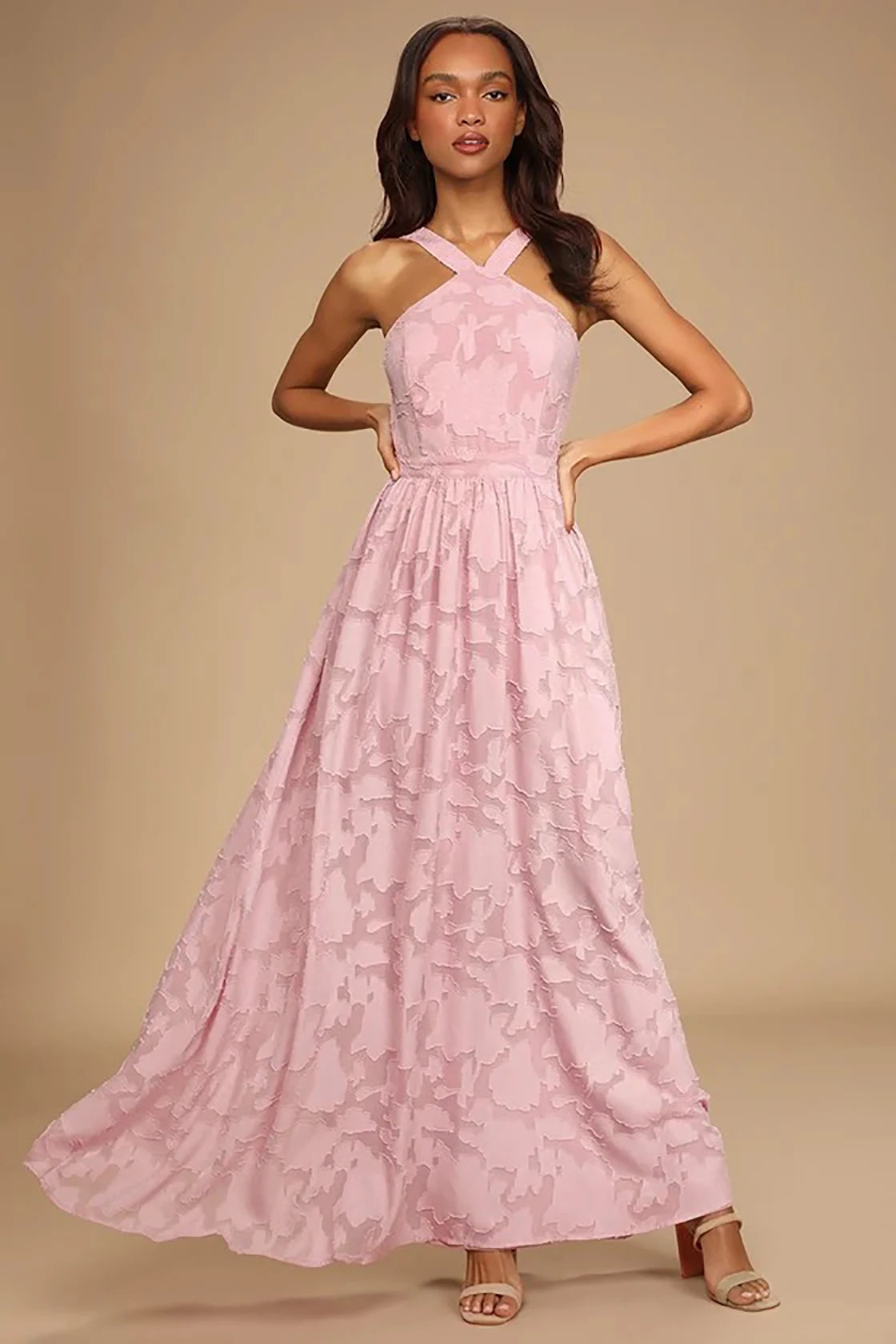 Love and Beyond Mauve Pink Burnout Floral Maxi Dress | Lulus (US)