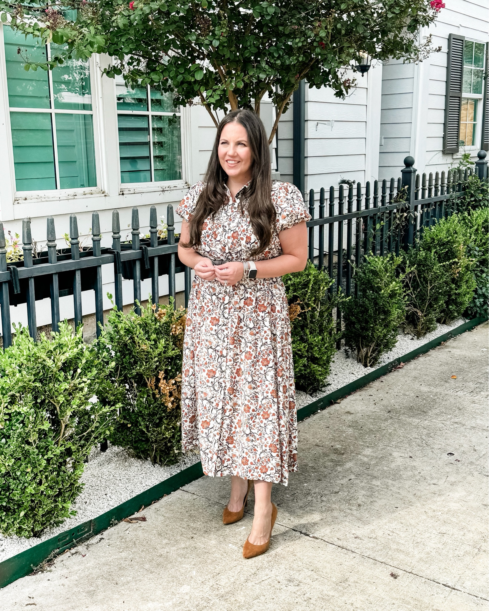 Work outfit / fall outfit / work dress / fall maxi dress / short sleeve dresses / David yurman bracelets / workwear / fall family photos outfit 

#LTKWorkwear #LTKOver40 #LTKSeasonal