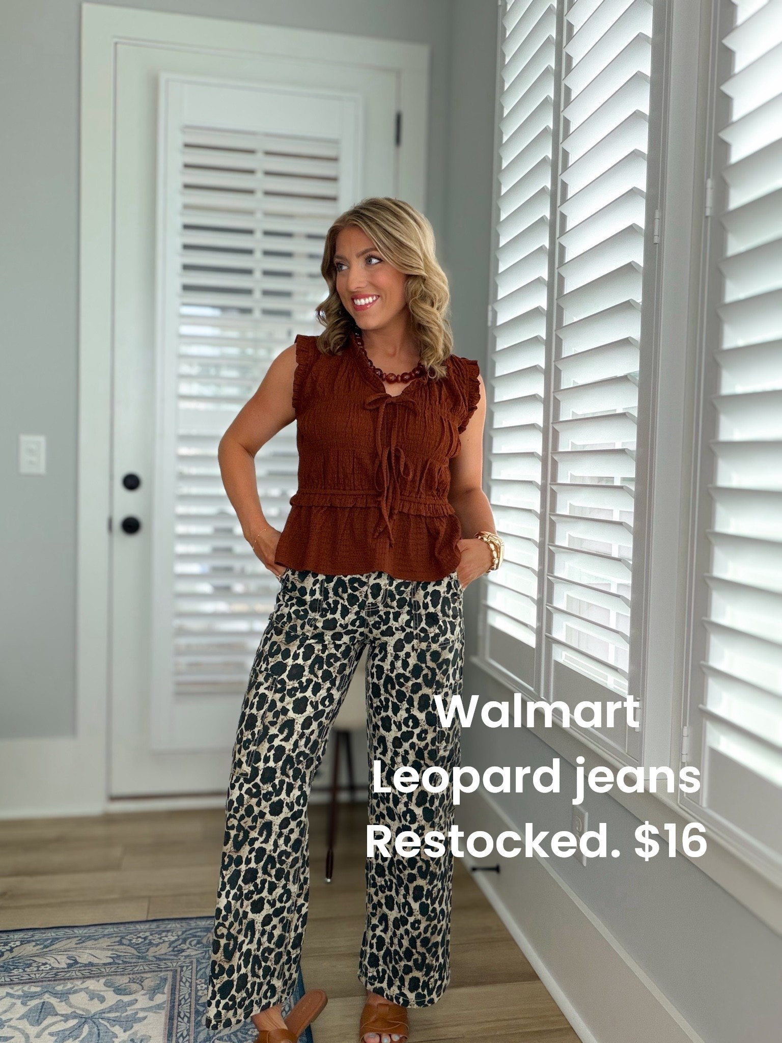 Tell me this doesn’t look like something from a much more expensive retailer! 😍 This Walmart outfit combines one of my favorite trends—leopard print—with the prettiest textured ruffle top for an elevated everyday look.

The flowy wide-leg pants are comfortable and statement-making, while the rich brown top balances everything perfectly. Such a fun outfit for date nights, girls’ nights, or when you just want to feel a little extra put together. ✨

#WalmartFashion #LeopardPrint #WideLegPants #WalmartStyle #AffordableFashion #FashionFinds #StatementStyle #EverydayFashion #OOTD #SummerStyle #BoutiqueStyle #MomStyle #WalmartClothing #BudgetFriendlyFashion #AnimalPrintFashion 🐆🤎✨

#LTKootd #LTKPetite