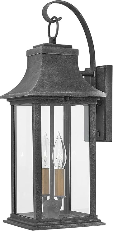 Hinkley 2934DZ Adair 20" Two Light Outdoor Wall Mount Lantern - Aged Zinc w/Clear Glass Exterior ... | Amazon (US)