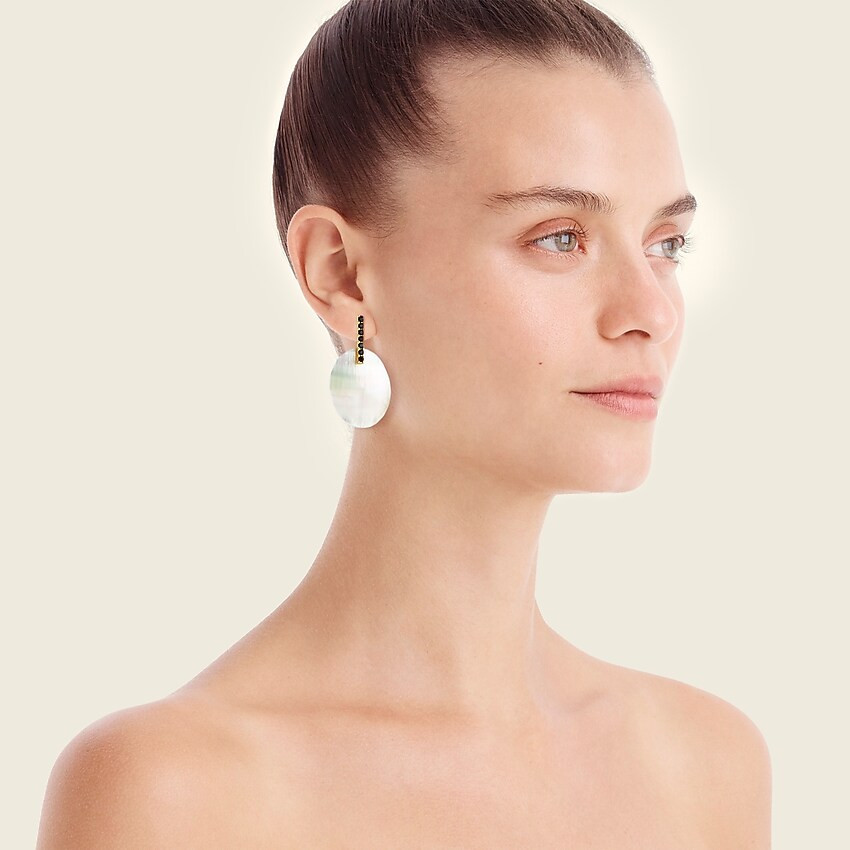 Pave and mother of pearl disc earrings | J. Crew US
