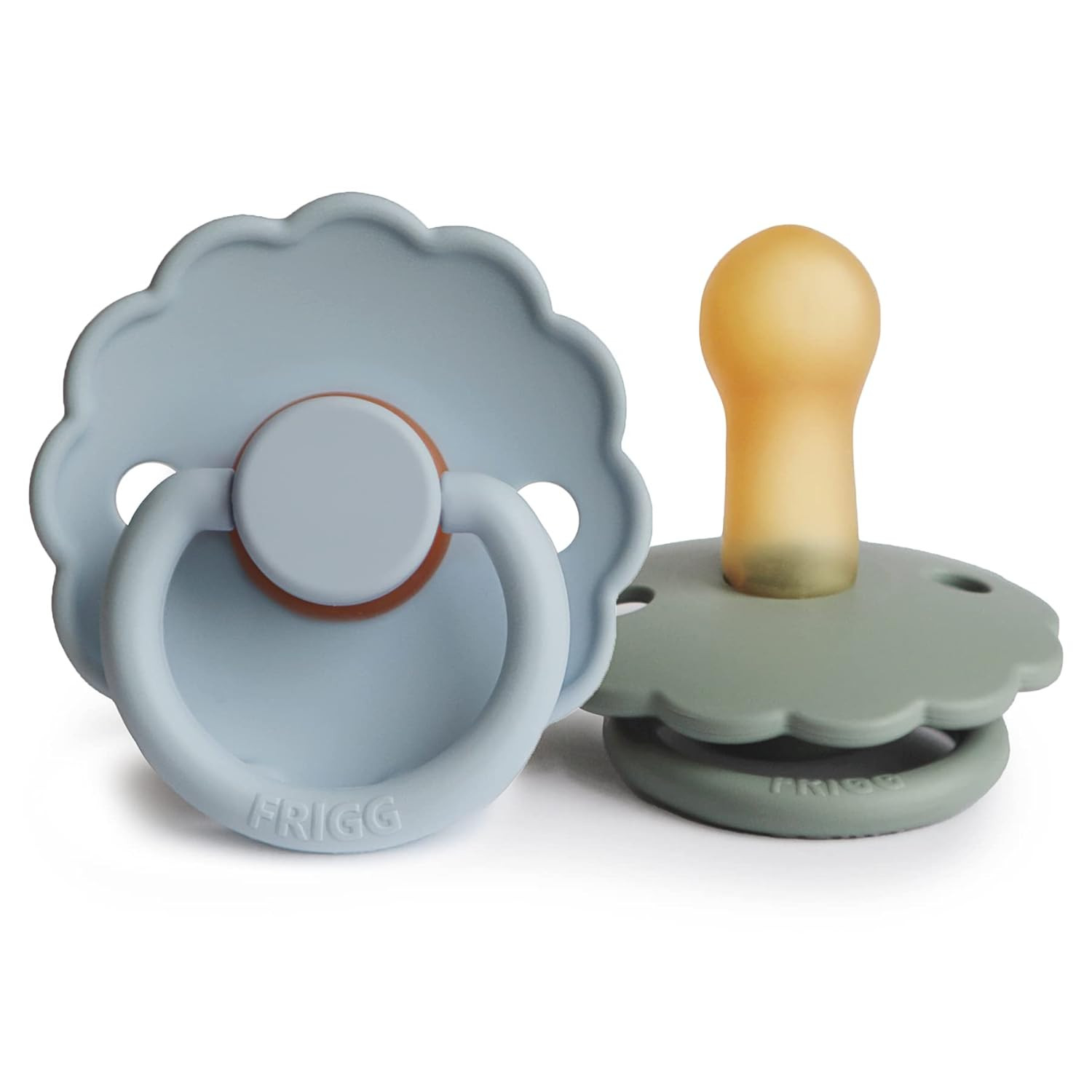 FRIGG Daisy Natural Rubber Baby Pacifier | Made in Denmark | BPA-Free (Powder Blue/Sage, 6-18 Mon... | Amazon (US)