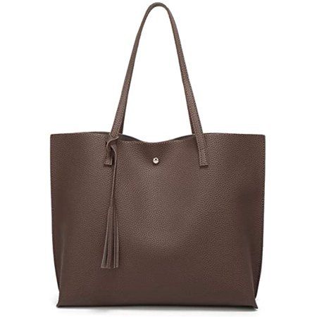 Women's Soft Faux Leather Tote Shoulder Bag from Dreubea, Big Capacity Tassel Handbag (Coffee) | Walmart (US)