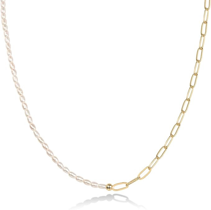 PAVOI 14K Gold Plated Freshwater Pearl Necklace for Women | Amazon (US)