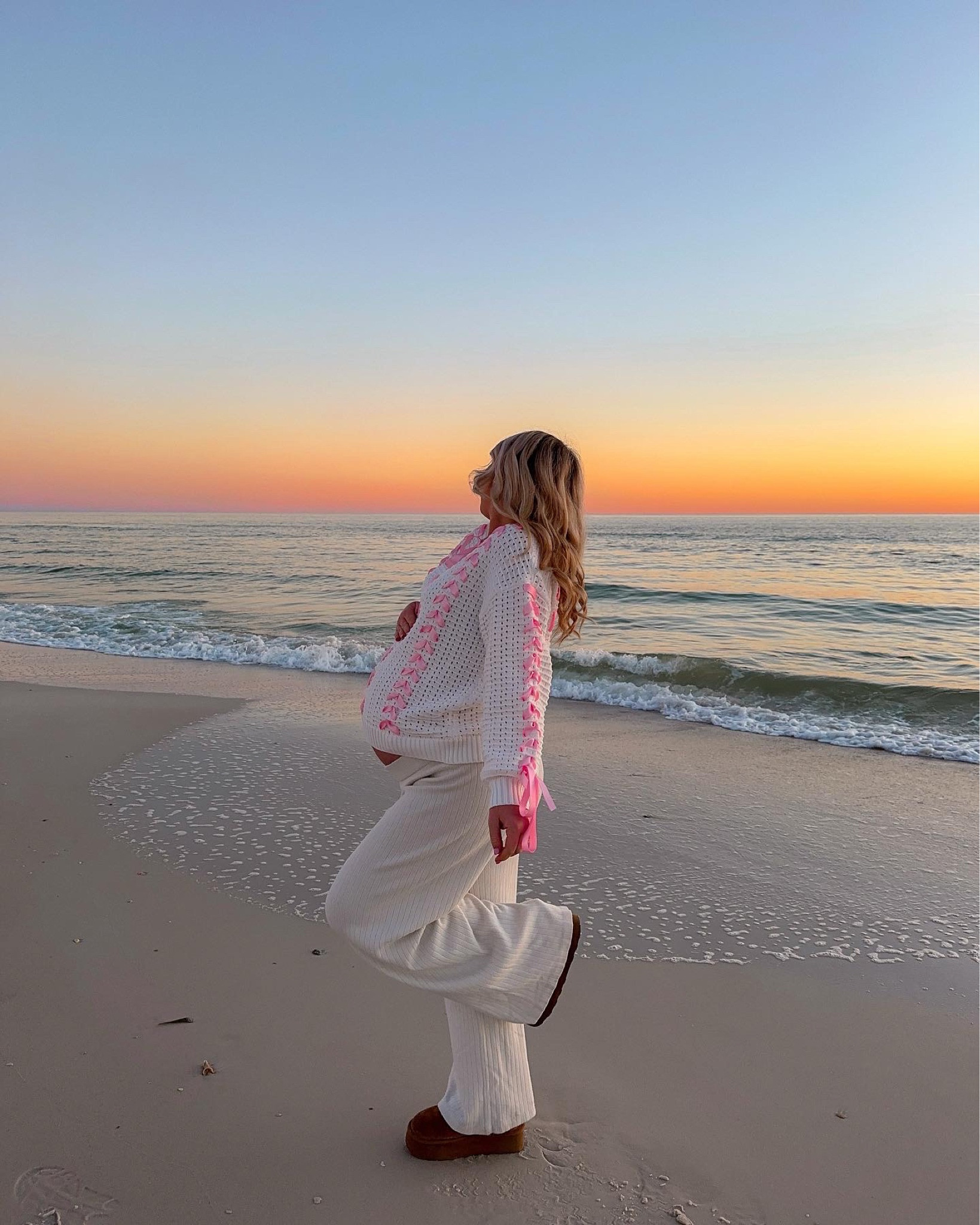 Cozy sunrise Amazon outfit, bow sweater and cozy knit pants 

#LTKbaby #LTKSeasonal #LTKbump