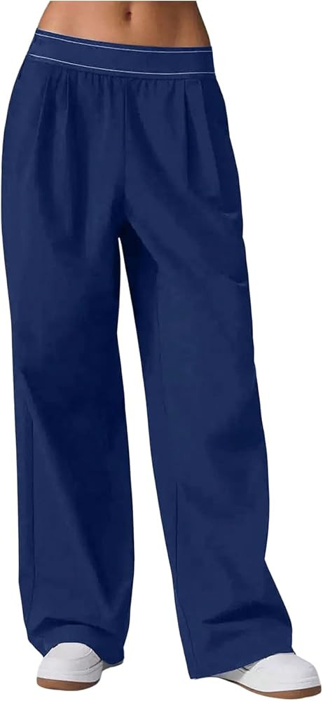SOLY HUX Women's Lightweight Straight Leg Pants Elastic High Waisted Workout Yoga Casual Trousers... | Amazon (US)
