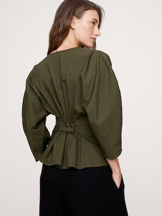 Stretch-Cotton Utility Peplum Top | Banana Republic (US)