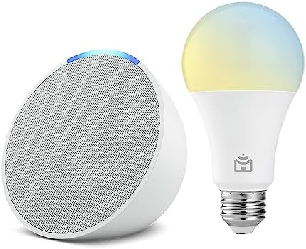 Apresentamos Echo Pop | Smart speaker compacto com som envolvente e Alexa | Cor Branca + Lâmpada... | Amazon (BR)