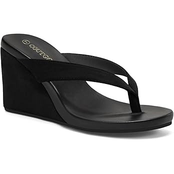 Amazon.com | Coutgo Womens Wedge Heels Sandals Platform Flip Flops Slides Slip On Summer Beach Sh... | Amazon (US)
